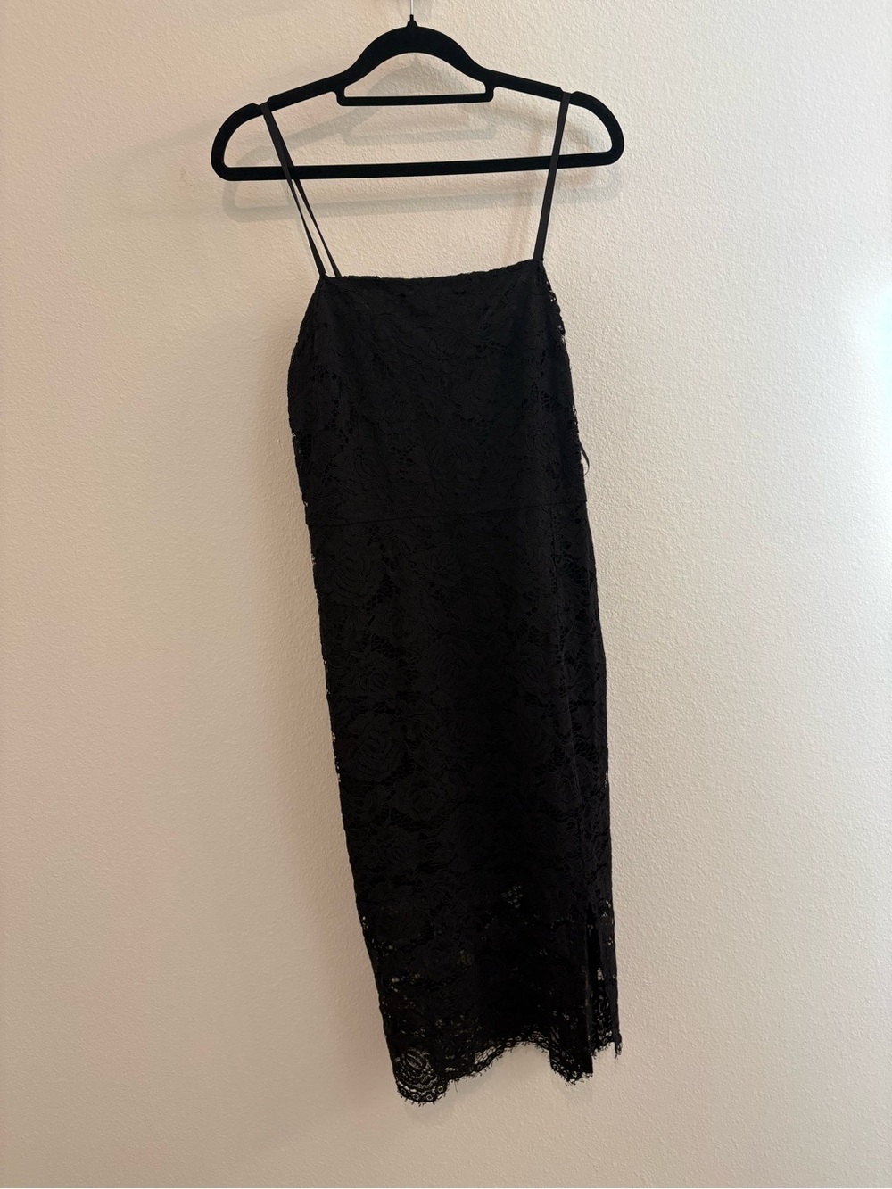 Express Black Lace Midi Slip Dress with Thin Straps